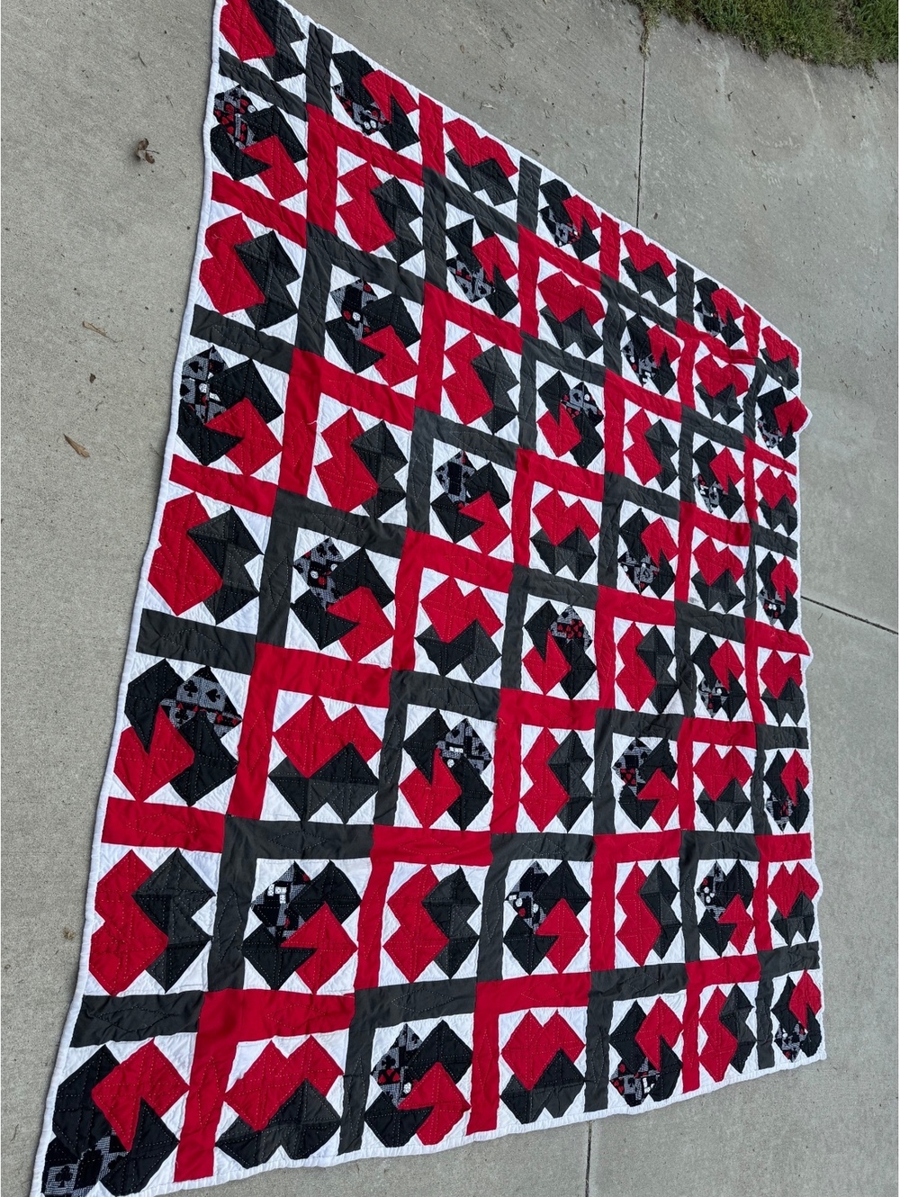 Handmade Black Red Full Size Quilt